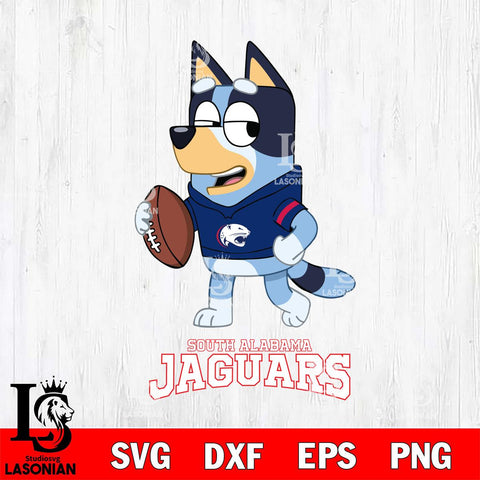 South Alabama Jaguars Bluey Football Sport Svg Eps Dxf Png File, Digital Download ,Instant Download, Cricut File