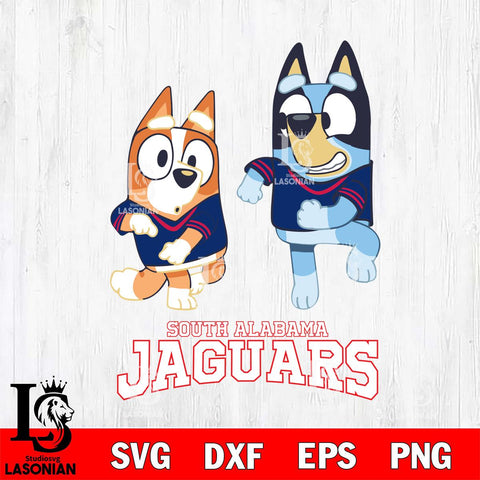 South Alabama Jaguars Bluey with Chilli Dance Svg Eps Dxf Png File, Digital Download, Instant Download