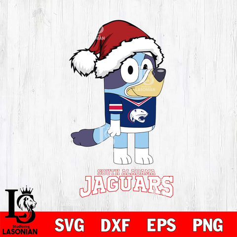 South Alabama Jaguars Christmas Bluey Hat Cut Files,Bluey Cricut,Christmas Svg , Bluey svg , Digital Download, dxf eps png pdf file