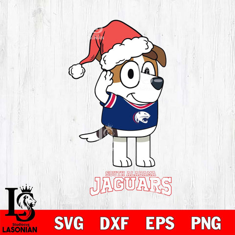 South Alabama Jaguars Christmas Bluey Jack Sport Cut Files,Bluey Cricut,Christmas Svg , Bluey svg , Digital Download, dxf eps png pdf file