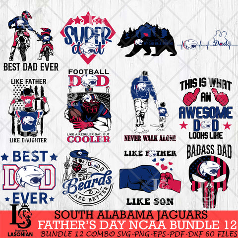 South Alabama Jaguars Fathers Day NCAA Bundle 12 Svg Eps Dxf Png File, Digital Download, Instant Download