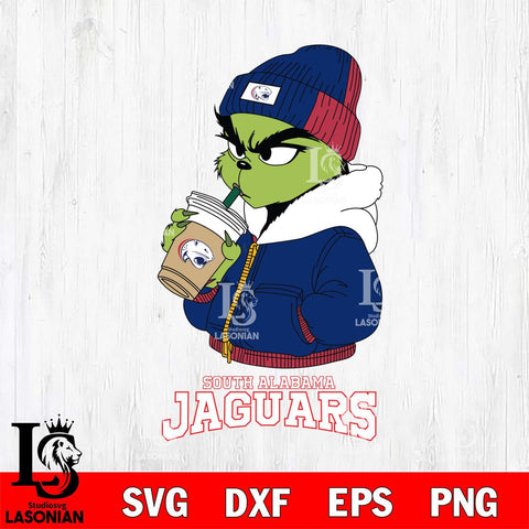 South Alabama Jaguars Grinch Bougie Christmas Cut Files Cricut, Svg Dxf Eps Png file, Digital download , Silhouette