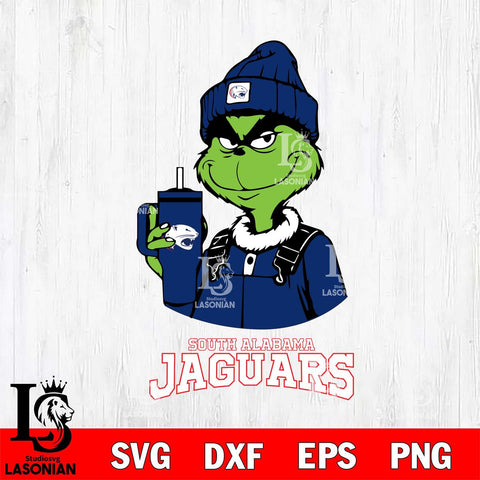 South Alabama Jaguars Grinch Football Christmas Cut Files Cricut, Svg Dxf Eps Png file, Digital download , Silhouette