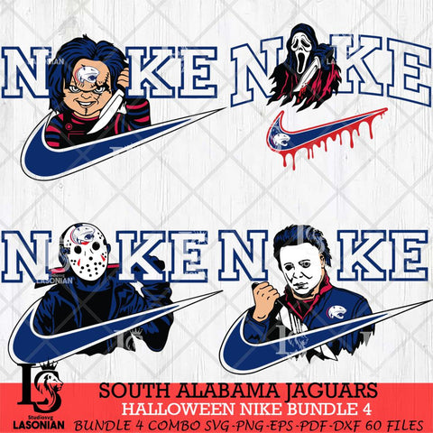 South Alabama Jaguars Halloween Nike NCAA Bundle 4 Svg Eps Dxf Png File, Digital Download, Instant Download