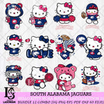 South Alabama Jaguars Hello Kitty Bundle 12 SVG Svg Eps Dxf Png File, Digital Download, Instant Download