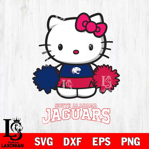 South Alabama Jaguars Hello Kitty Cheerleader 2 Svg Eps Dxf Png File, Digital Download, Instant Download