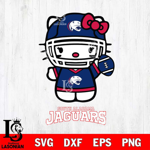 South Alabama Jaguars Hello Kitty NCAA 1 Svg Eps Dxf Png File, Digital Download, Instant Download