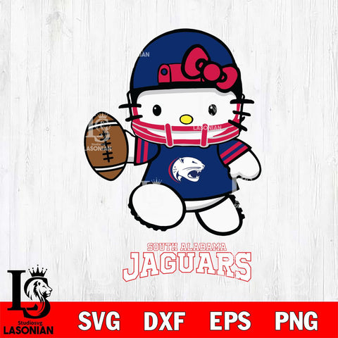 South Alabama Jaguars Hello Kitty NCAA 4 Svg Eps Dxf Png File, Digital Download, Instant Download