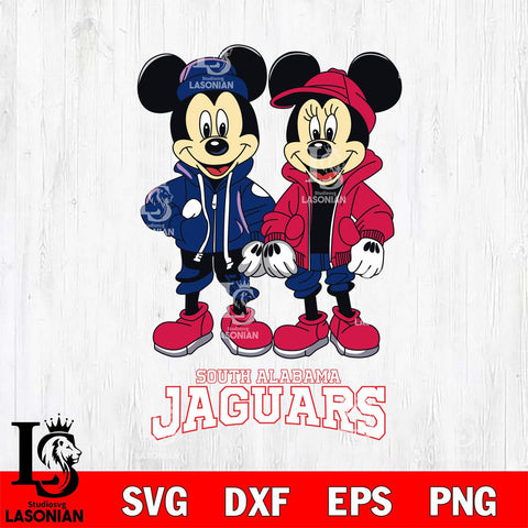 South Alabama Jaguars Mickey Minnie Mouse Football Svg Eps Dxf Png File, NCAA svg , File Cut , Digital Download , Instant Download, Cut Svg Files