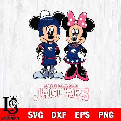 South Alabama Jaguars Mickey Minnie Mouse Pink Svg Eps Dxf Png File, NCAA svg , File Cut , Digital Download , Instant Download, Cut Svg Files