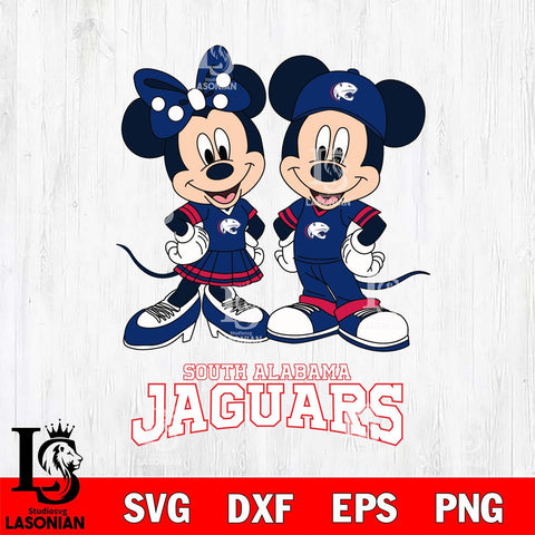 South Alabama Jaguars Mickey Minnie Mouse rugby ball Svg Eps Dxf Png File, NCAA svg , File Cut , Digital Download , Instant Download, Cut Svg Files