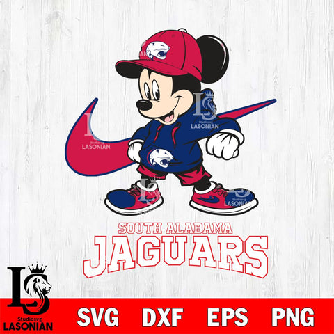 South Alabama Jaguars Mickey Mouse NIKE, Svg Eps Dxf Png File, Digital Download