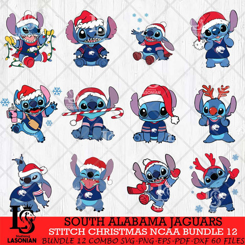 South Alabama Jaguars Stitch Christmas NCAA Bundle 12 Svg Eps Dxf Png File, Digital Download, Instant Download