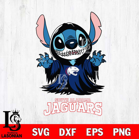 South Alabama Jaguars Stitch Ghost Svg Eps Dxf Png File, NCAA svg, Digital Download, Instant Download