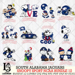 South Alabama Jaguars  Snoopy NCAA Bundle 12 SVG Svg Eps Dxf Png File, Digital Download