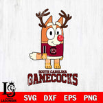 South Carolina Gamecocks Bluey Chilli Christmas Deer Svg Eps Dxf Png File, Digital Download