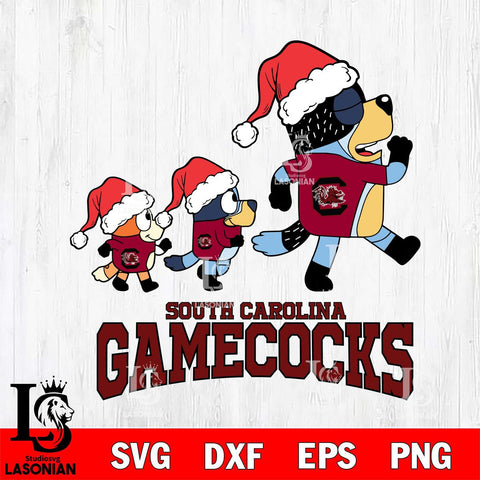 South Carolina Gamecocks Bluey Family Christmas Svg Eps Dxf Png File, Digital Download