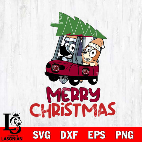 South Carolina Gamecocks Bluey Merry Christmas Svg Eps Dxf Png File, Digital Download