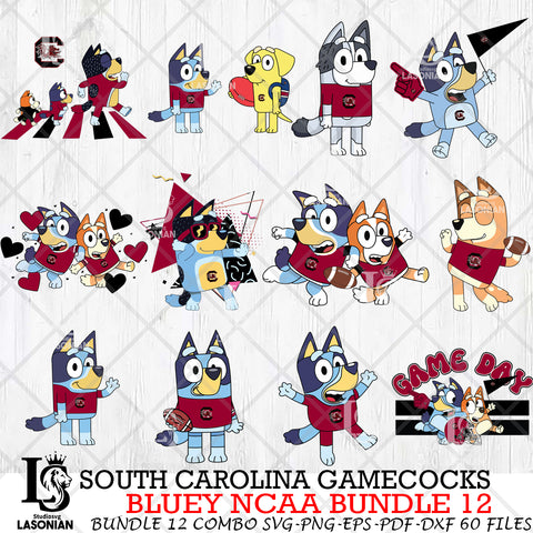 South Carolina Gamecocks Bluey NCAA Bundle 12 Svg Eps Dxf Png File, Digital Download, Instant Download