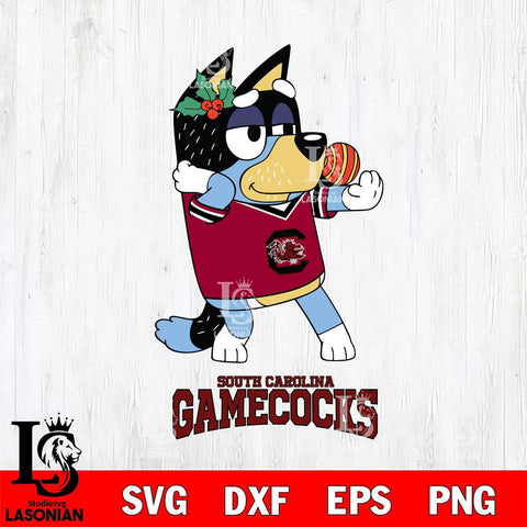 South Carolina Gamecocks Christmas Bluey Bandit Heeler Cut Files,Bluey Cricut,Christmas Svg , Bluey svg , Digital Download, dxf eps png pdf file