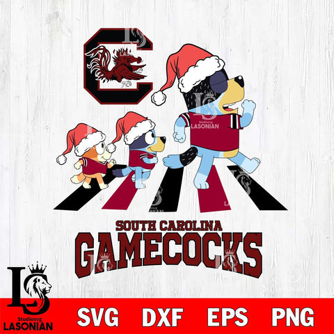 South Carolina Gamecocks Christmas Family Bluey Walking Cut Files,Bluey Cricut,Christmas Svg , Bluey svg , Digital Download, dxf eps png pdf file