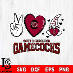 South Carolina Gamecocks Gnomes Peace & Love Svg Eps Dxf Png File, Digital Download, Instant Download