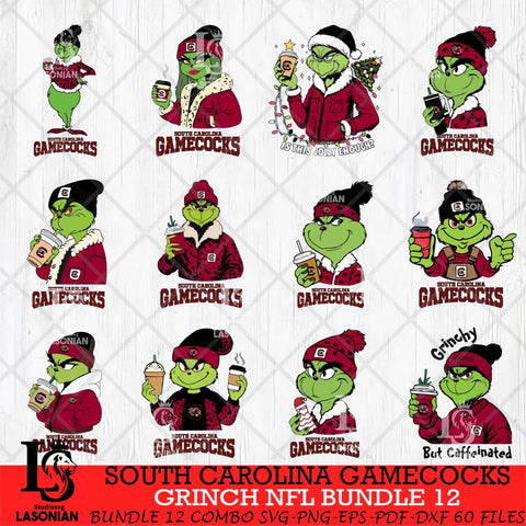 South Carolina Gamecocks Grinch NCAA Bundle 12 SVG Eps Dxf Png File, Digital Download, Instant Download