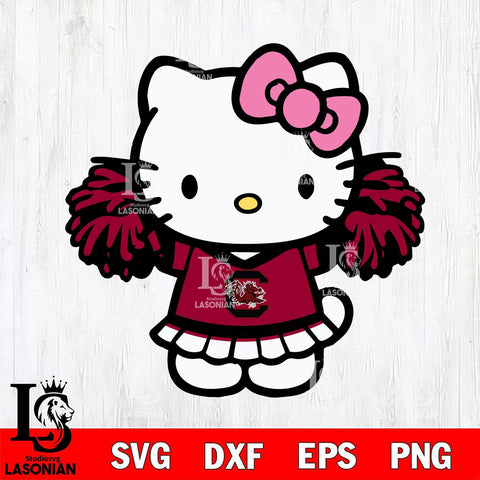 South Carolina Gamecocks Hello Kitty Cheerleader 3 Svg Eps Dxf Png File, Digital Download, Instant Download