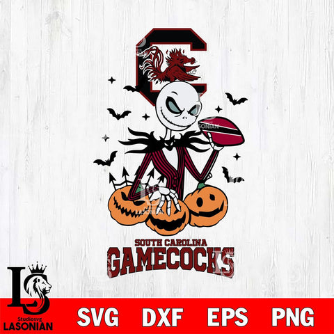 South Carolina Gamecocks Jack Skellington 2 halloween Svg Eps Dxf Png File, NCAA svg, Digital Download, Instant Download