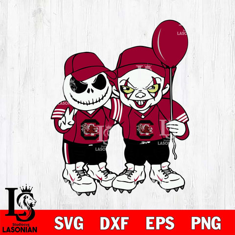 South Carolina Gamecocks Jack Skellington And Pennywise Football Svg Eps Dxf Png File, NCAA svg, Digital Download, Instant Download