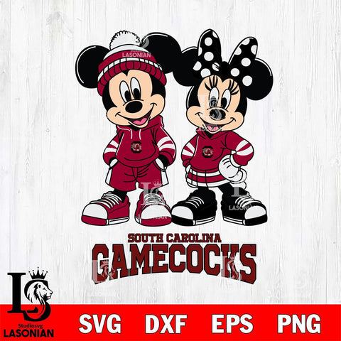 South Carolina Gamecocks Mickey Minnie Rugby Hoodie Svg Eps Dxf Png File, NCAA svg , File Cut , Digital Download , Instant Download, Cut Svg Files