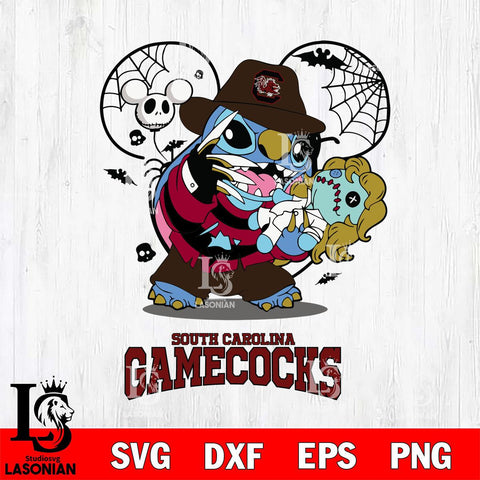 South Carolina Gamecocks Stitch Freddy Krueger Halloween Svg Eps Dxf Png File, Digital Download, Instant Download