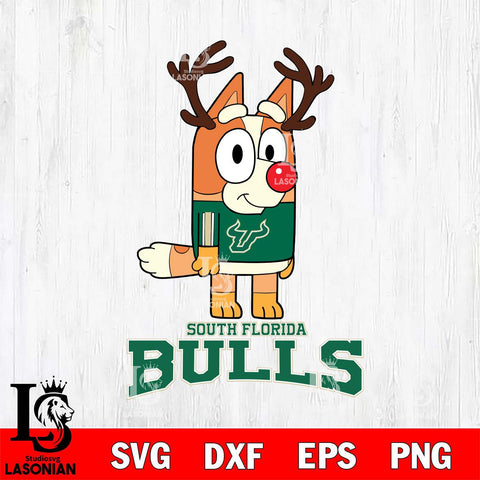 South Florida Bulls Bluey Chilli Christmas Deer Svg Eps Dxf Png File, Digital Download