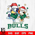 South Florida Bulls Bluey Christmas NFL Svg Eps Dxf Png File, Digital Download