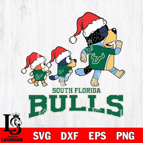 South Florida Bulls Bluey Family Christmas Svg Eps Dxf Png File, Digital Download