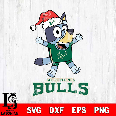 South Florida Bulls Bluey Happy Christmas Svg Eps Dxf Png File, Digital Download