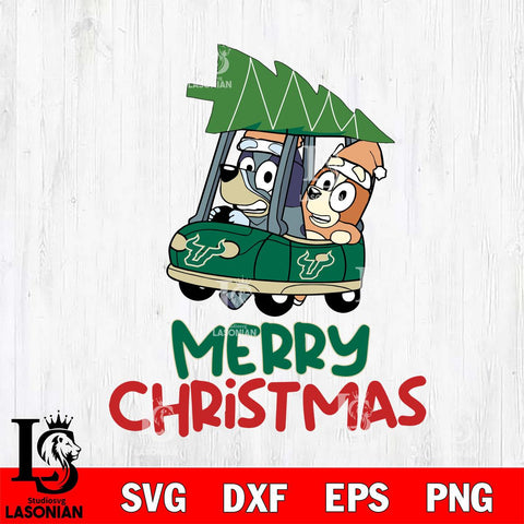 South Florida Bulls Bluey Merry Christmas Svg Eps Dxf Png File, Digital Download