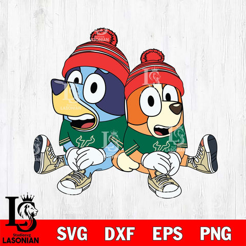 South Florida Bulls Bluey & Bingo Christmas Svg Eps Dxf Png File, Digital Download, Instant Download