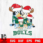 South Florida Bulls Christmas Bluey Santa Family Cut Files,Bluey Cricut,Christmas Svg , Bluey svg , Digital Download, dxf eps png pdf file