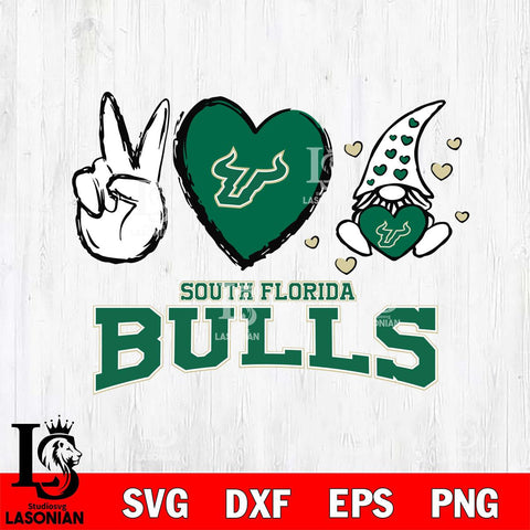 South Florida Bulls Gnomes Peace & Love Svg Eps Dxf Png File, Digital Download, Instant Download