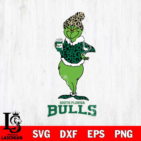 South Florida Bulls Grinch Leopard Coffee Svg Eps Dxf Png File, Digital Download, Instant Download