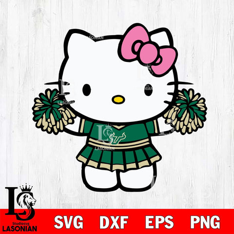 South Florida Bulls Hello Kitty Cheerleader 9 Svg Eps Dxf Png File, Digital Download, Instant Download