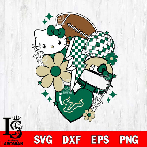 South Florida Bulls Hello Kitty NCAA 2 Svg Eps Dxf Png File, Digital Download, Instant Download