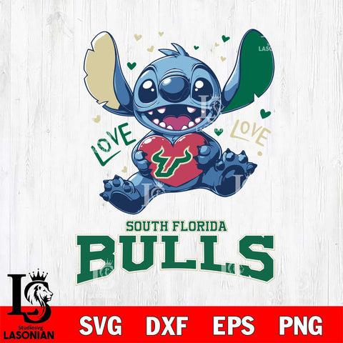 South Florida Bulls Love Stitch, Svg Eps Dxf Png File, Digital Download