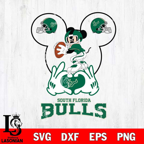 South Florida Bulls Mickey Heart Rugby Svg Eps Dxf Png File, Digital Download ,Instant Download, Cricut File