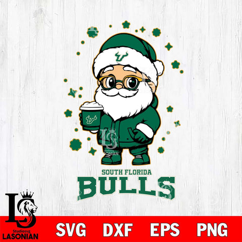 South Florida Bulls Santa Claus Coffe Svg dxf eps png pdf file,NCAA svg,Digital Download,Cricut file