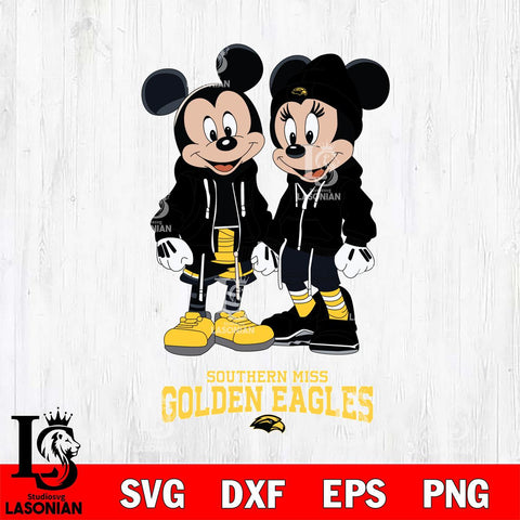 Southern Miss Golden Eagles Mickey Minnie Mouse Rugby Svg Eps Dxf Png File, NCAA svg , File Cut , Digital Download , Instant Download, Cut Svg Files