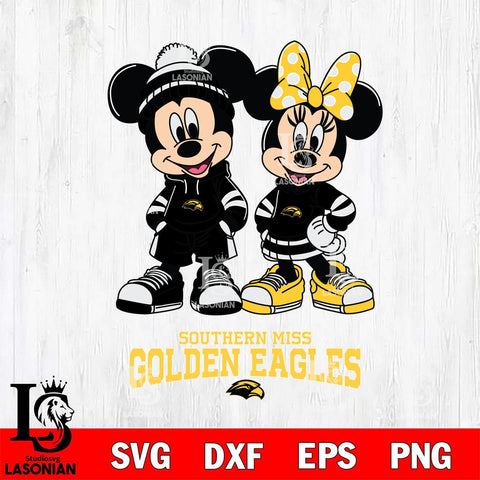 Southern Miss Golden Eagles Mickey Minnie Rugby Hoodie Svg Eps Dxf Png File, NCAA svg , File Cut , Digital Download , Instant Download, Cut Svg Files