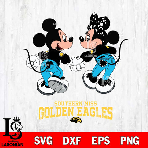 Southern Miss Golden Eagles Mickey Minnie Valentine Rugby Svg Eps Dxf Png File, Digital Download ,Instant Download, Cricut File