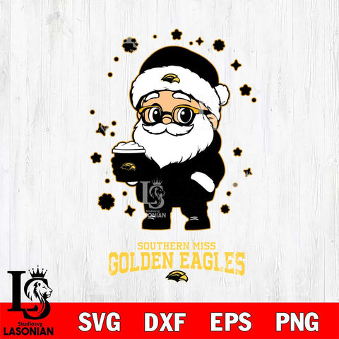 Southern Miss Golden Eagles Santa Claus Coffe Svg dxf eps png pdf file,NCAA svg,Digital Download,Cricut file